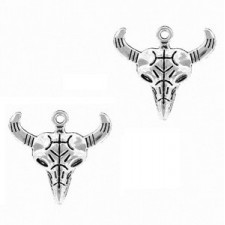 Metal charm Buffalo head 28x26mm Antique silver